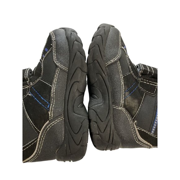 Kids Size 11 Black Blue fleece lined Hook Loop closure mid-calf Winter Boots - Picture 5 of 7